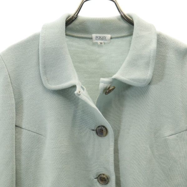 フォクシー ショート ウール ジャケット 38 ライトグリーン FOXEY