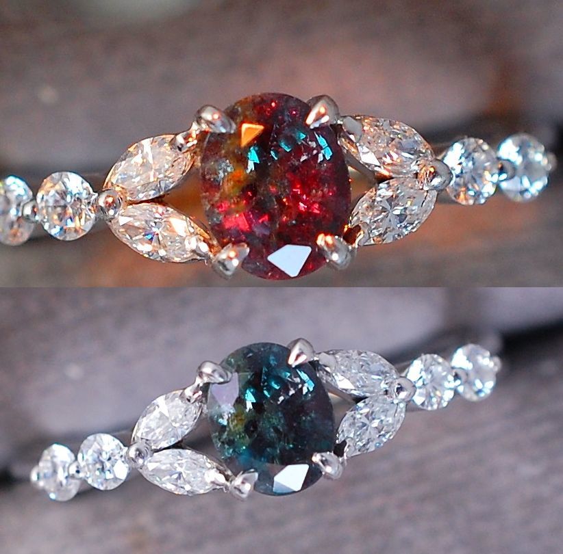 ⁄ ダイヤモンド リング K18 K18WG レッドベリル 1.066ct ルビー 18金 