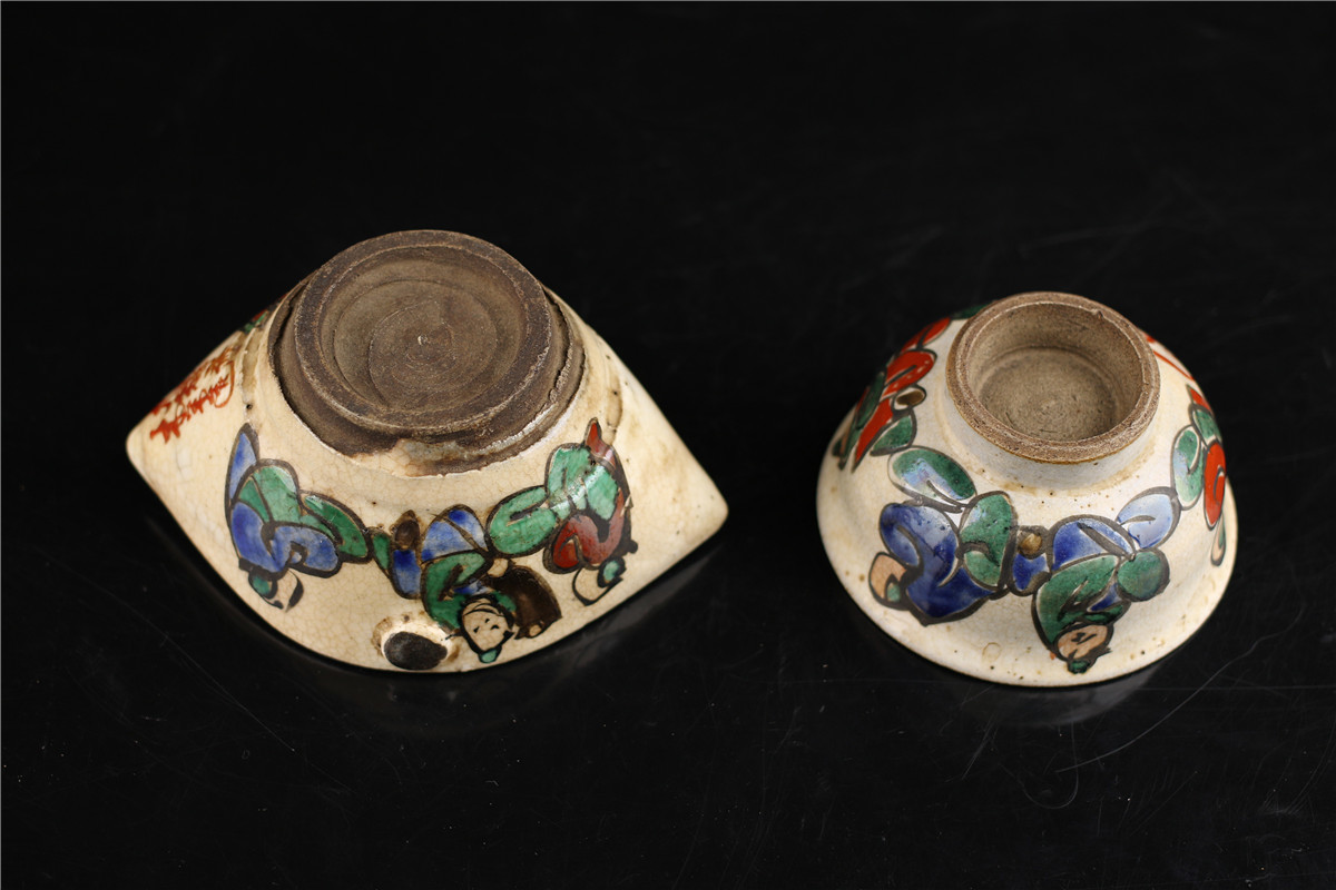 C8587 江戸時代 【青木木米】造 京焼色絵人物紋 湯呑 茶冷 茶道具／在