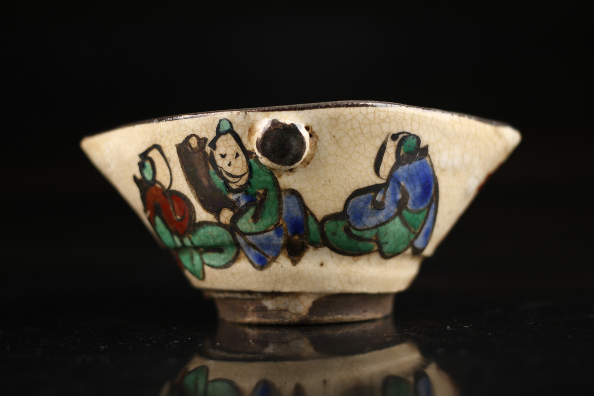 C8587 江戸時代 【青木木米】造 京焼色絵人物紋 湯呑 茶冷 茶道具／在