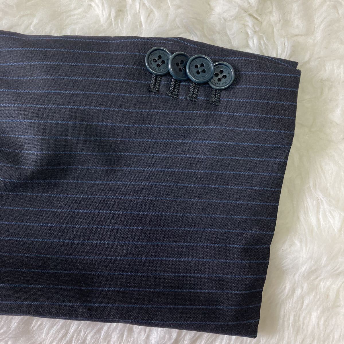 極美品★（伊）エルメネジルドゼニア『圧倒的存在感』Ermenegildo Zegna スーツ セットアップ ネイビー 紺 ストライプ AB6 ジャケット XL