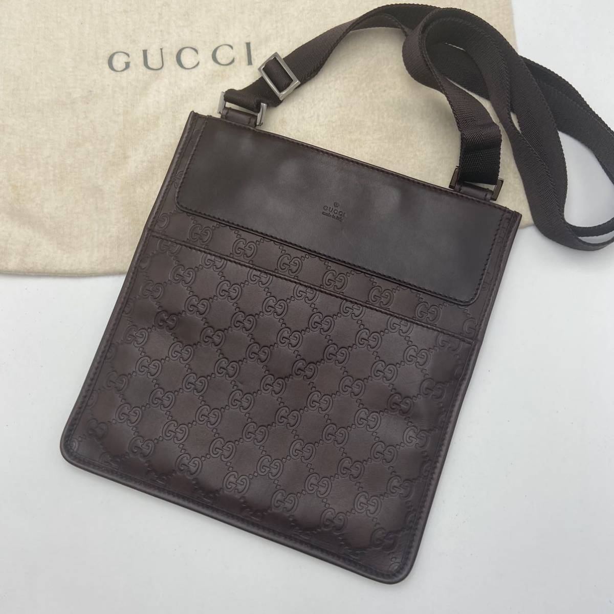 1円《極美品》グッチ GUCCI ショルダーバッグ シマレザー