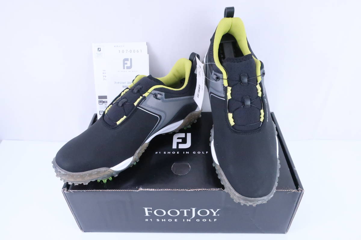 超美品】FOOTJOY(フットジョイ) ダイヤル式ゴルフシューズ 黒グレー緑