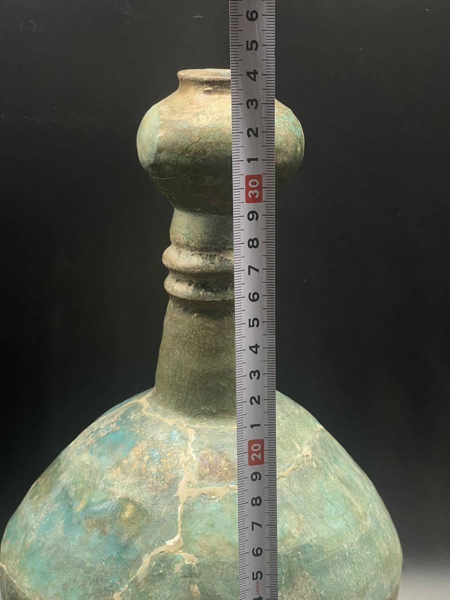 ペルシャ 小壺 アンティーク ペルシャブルー 土器 骨董品 古壺 青釉 青