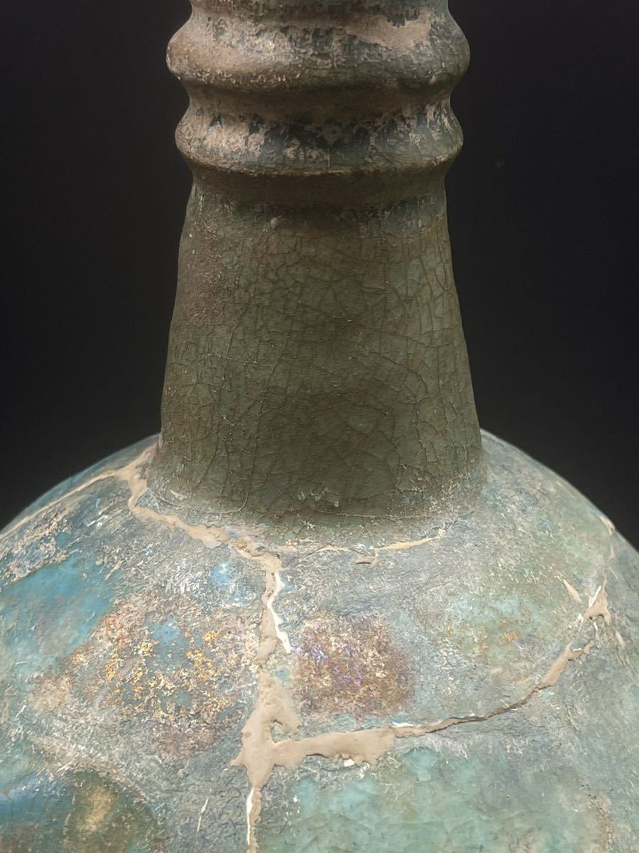 古美術 古代ペルシャ 波斯 青釉壷 陶器陶芸古玩 【公式通販】