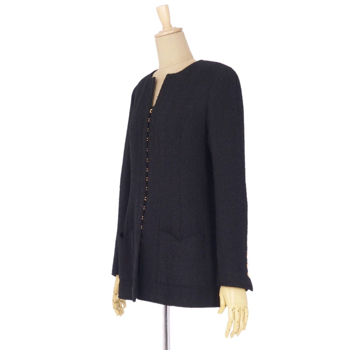 CHANEL 95A ジャケット ココマークボタン ウール シルク フランス製 CHANEL 95A ジャケット ココマークボタン ウール シルク フランス製