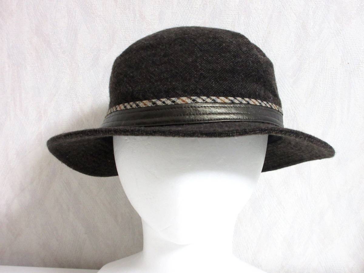 DAKS ダックス ハット 帽子 ウール ツイード メンズ 4L 大きいサイズ 62.5cm 茶系 　北5661