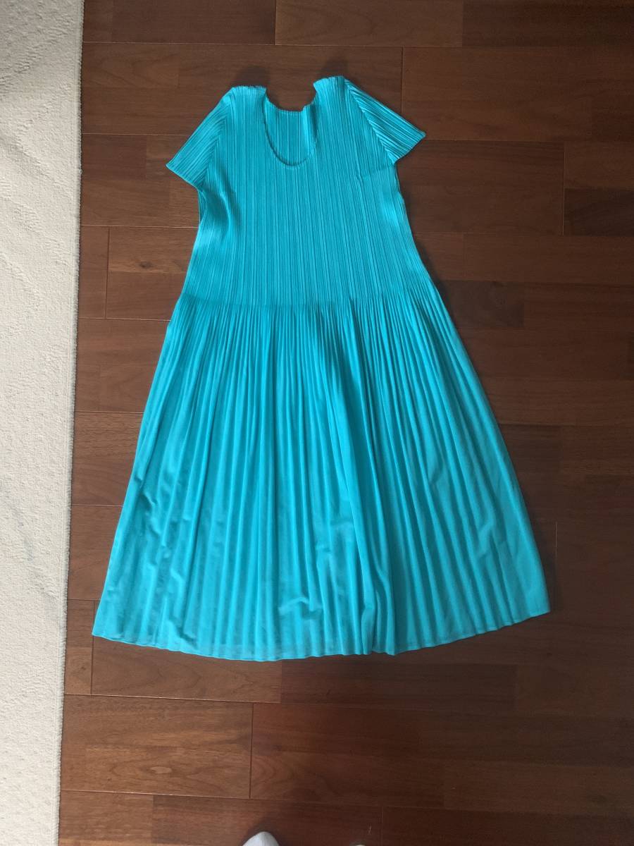 美品 プリーツプリーズ PLEATS PLEASE 水色 ワンピース チュニック 