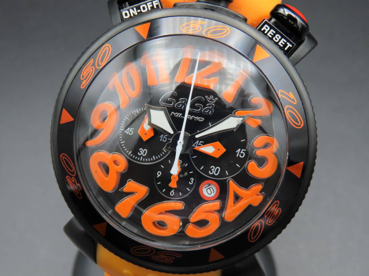 1円～! 稼動品☆正規品 GaGaMILANO ガガミラノ 6054.3 クロノグラフ 