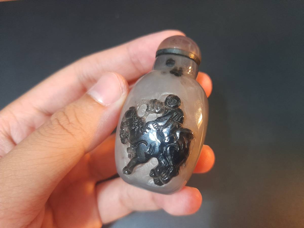 唐物 瑪瑙 時代物 清代巧雕鼻煙壺