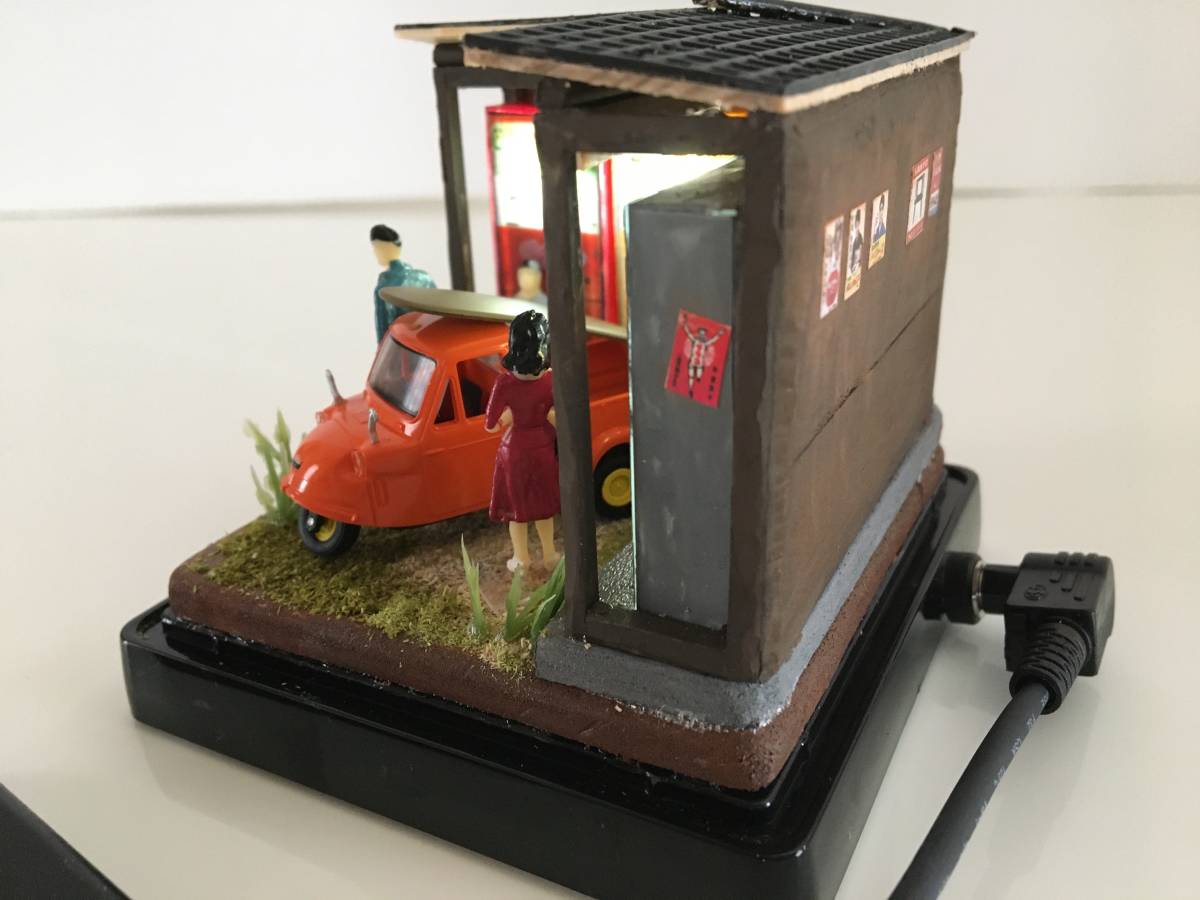 素人Zゲージ鉄道模型 昭和ミニチュア農村風景付きジオラマ電飾