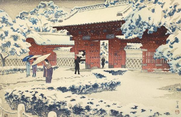 笠松紫浪 額装 木版画 - Yahoo!オークション 「東京大学赤門」 E02643