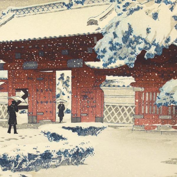 笠松紫浪 額装 木版画 - Yahoo!オークション 「東京大学赤門」 E02643