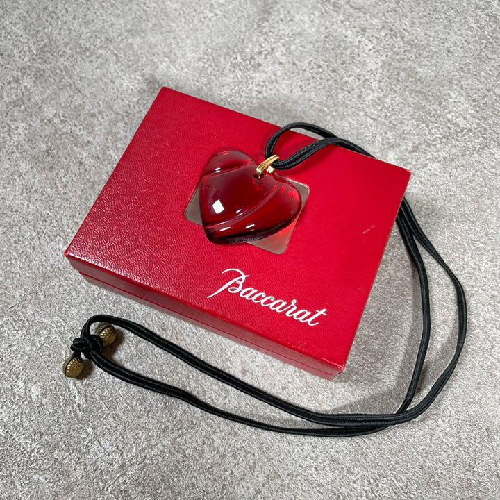 未使用 Baccarat バカラ ネックレス ハート レッド チャーム ガラス