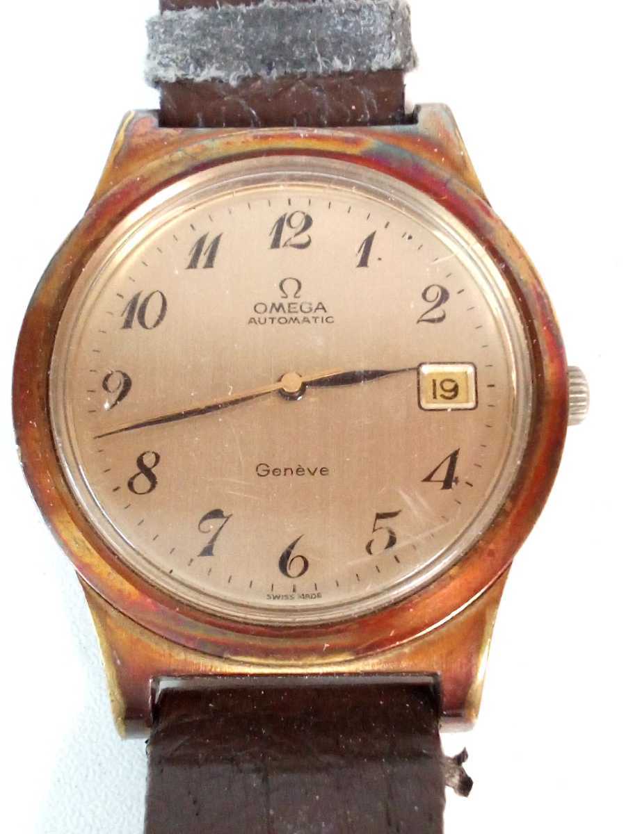 SR403-60◇ OMEGA オメガ ジュネーブ 自動巻き デイト ゴールド メンズ 