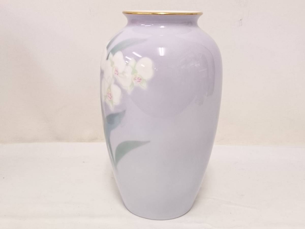 深川製磁　色絵彩磁　胡蝶蘭 初だし】深川製磁 色絵彩磁 胡蝶蘭 花生/バイオ清朝型7号/金彩/花器