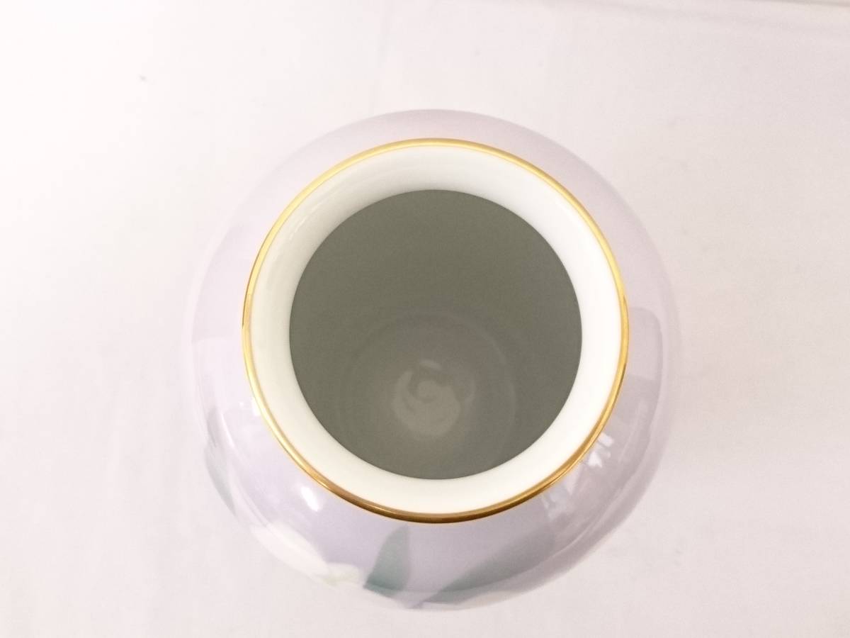 初だし】深川製磁 色絵彩磁 胡蝶蘭 花生/バイオ清朝型7号/金彩/花器