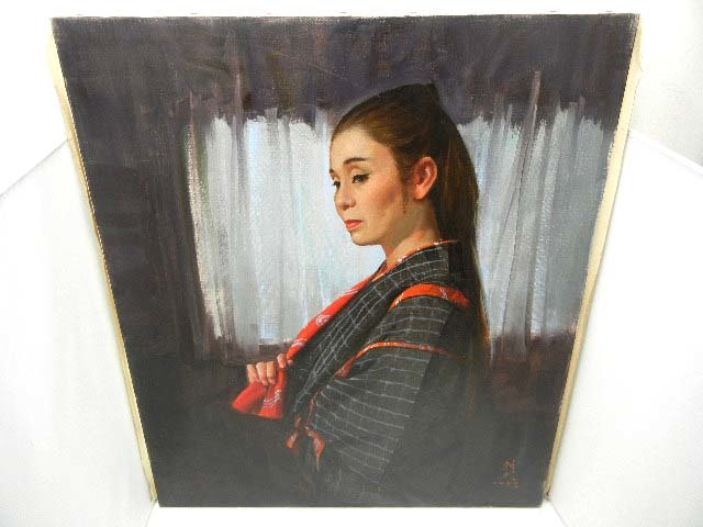 真作 人物画 沖縄 油絵 油彩 與那覇朝大⁄与那覇朝大 20世紀