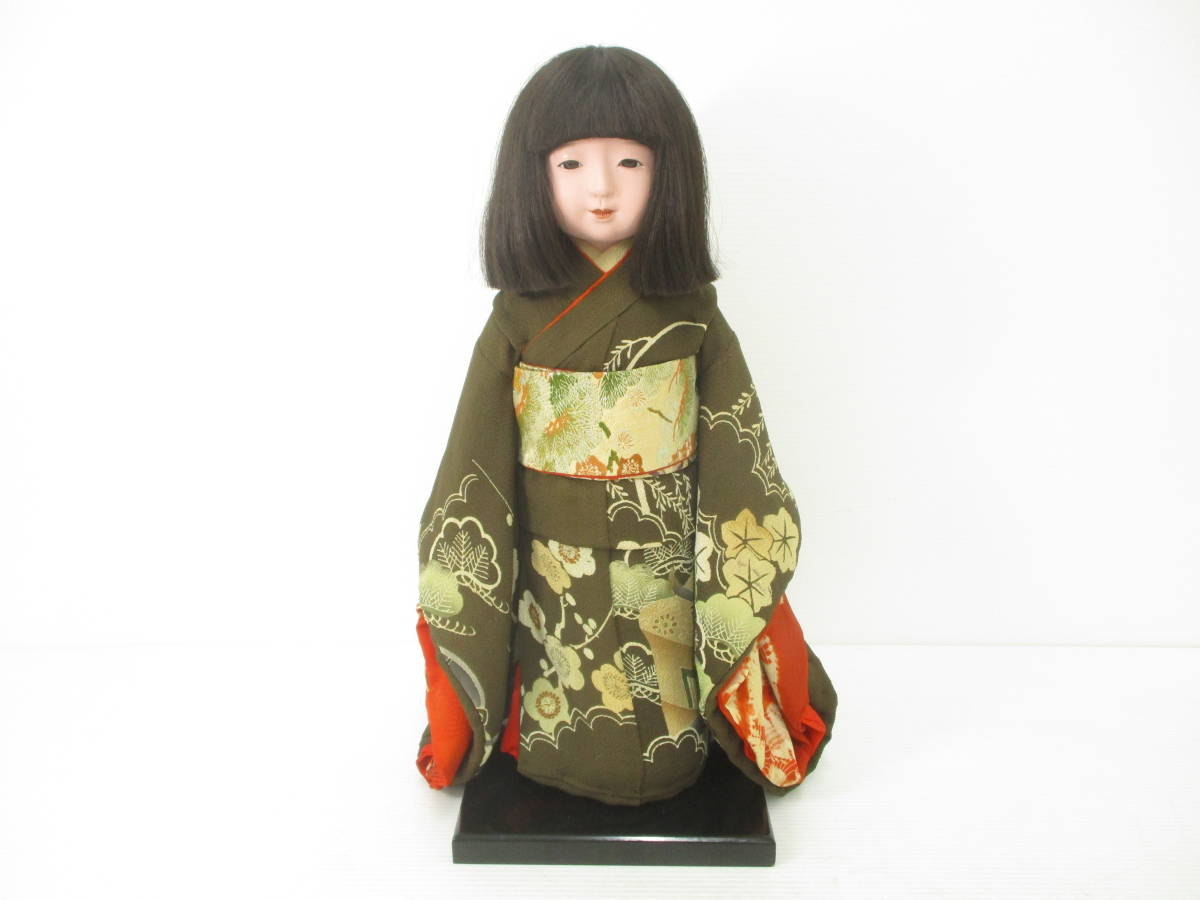 220891-021 工芸品 市松人形 工房 朋 着物正絹仕立て 立姿 台座付 現状 