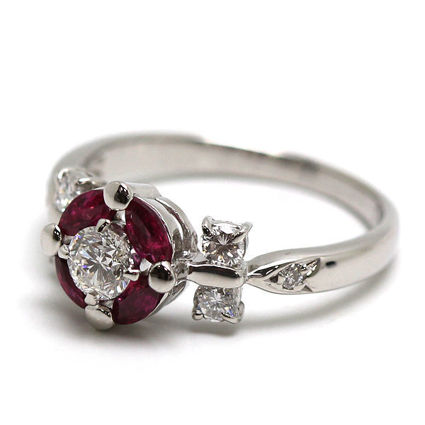 天然ルビー Pt900 ルビー＆ダイヤモンドリング 11号 0.43ct 0.27ct