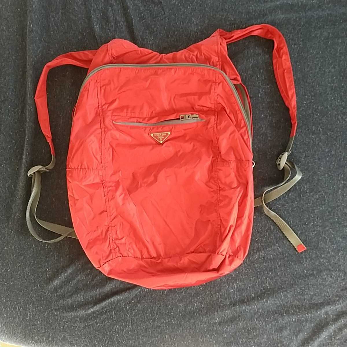 プラダ ナイロン リュックサック 赤 中古 PRADA プラダ ナイロン 中古品の販売 ミニナイロンバックパック 白タグ