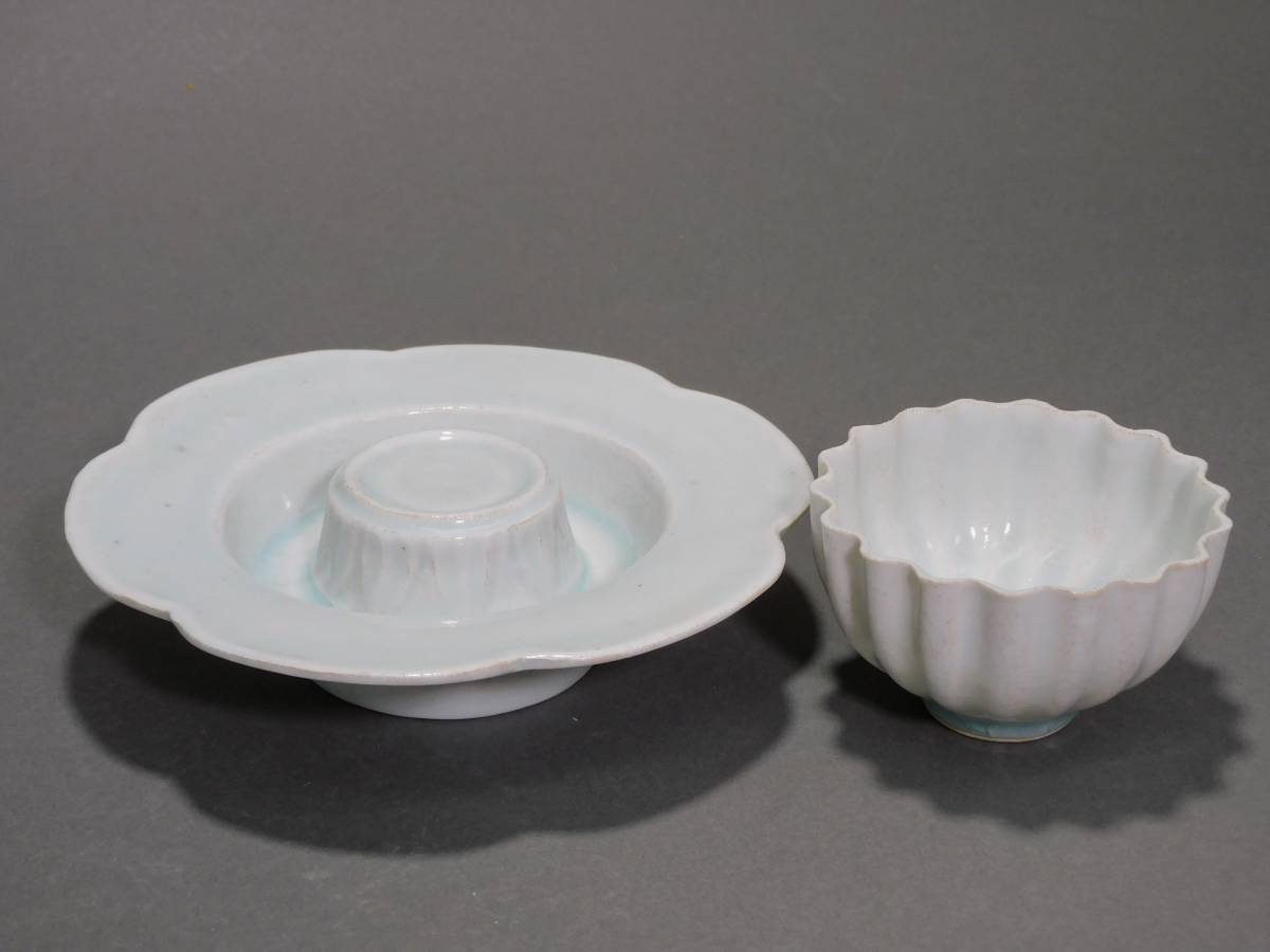影青白磁 花型 茶碗 茶托 宋元時代 幅約15.6cm 公式通販