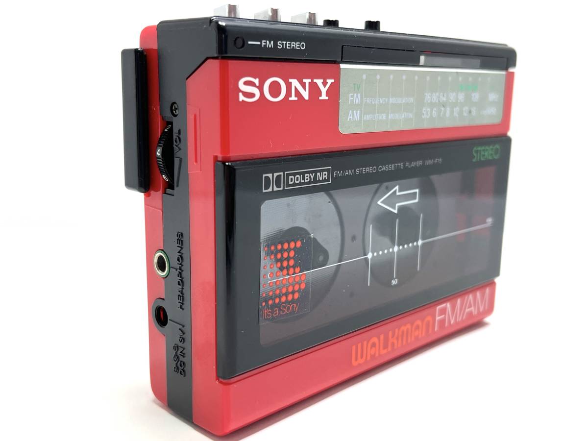 811 ジャンク SONY カセットウォークマン WALKMAN FM/AM WM-F15 レッド 検 赤 ソニー 昭和 レトロ アンティーク ...