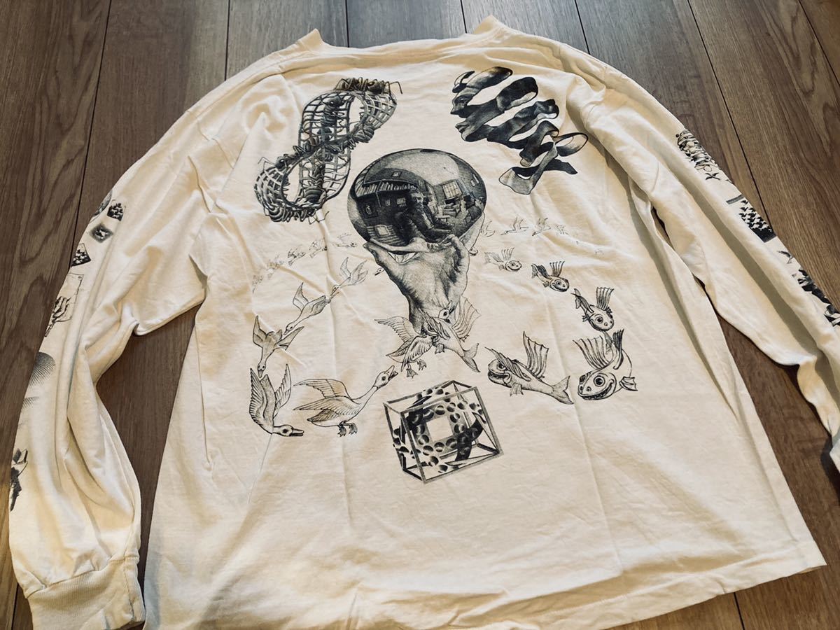 90s usa 製 エッシャー 両面 袖プリント アート ロンT XL 【公式通販】