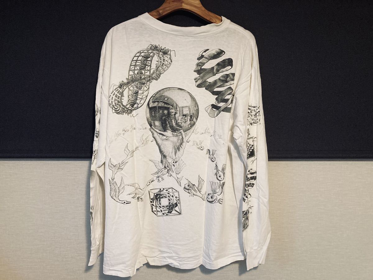 90s usa 製 エッシャー 両面 袖プリント アート ロンT XL 【公式通販】