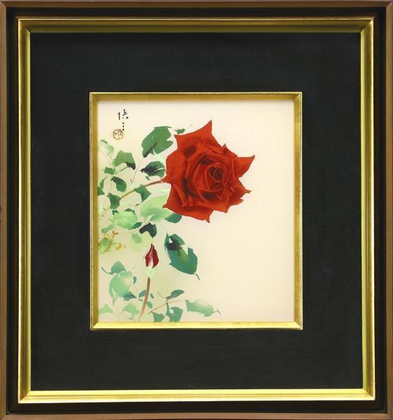 薔薇」 水彩 絹本 真作 『蘭』 ボタニカルアート 松本慎三の値段と価格