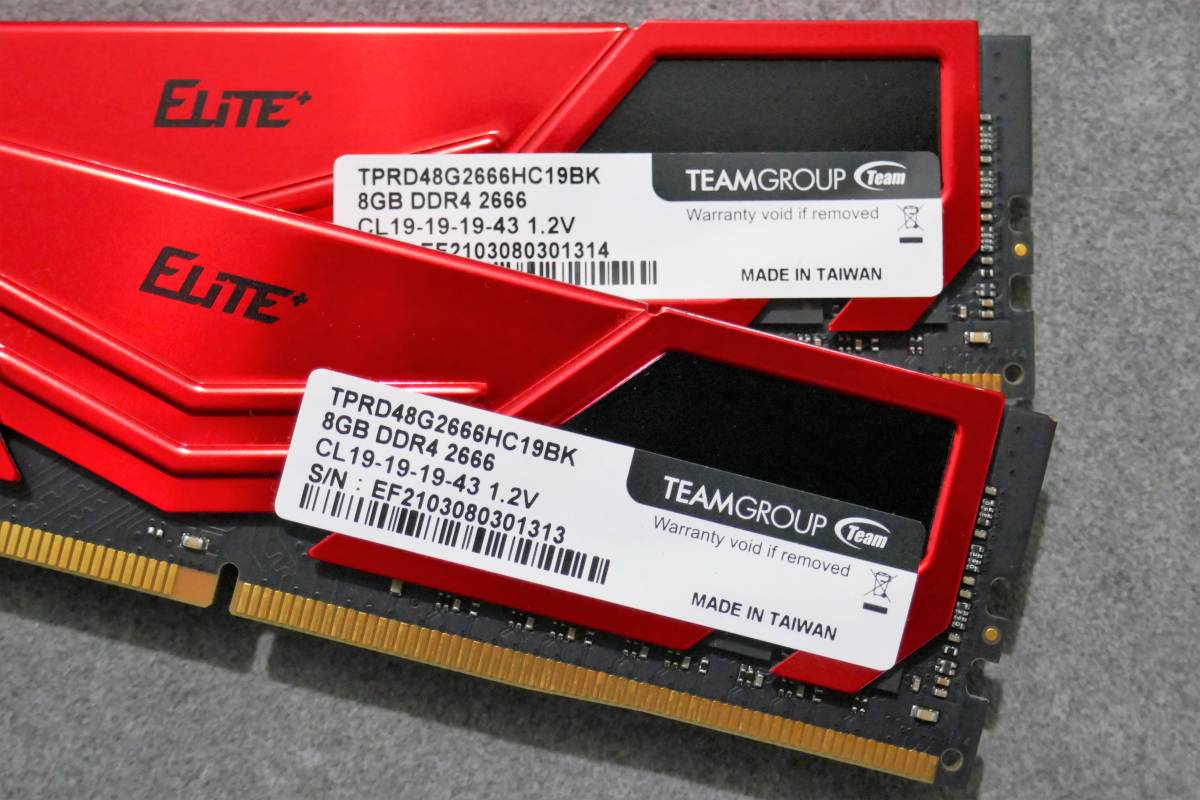 □DDR4 16GBセット□Team DDR4-2666 8GB 2本 送料全国210円から 【公式