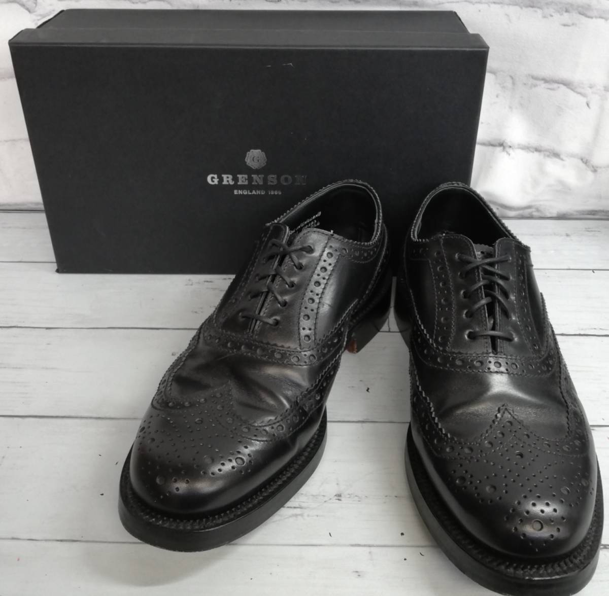 GRENSON グレンソン ALRERT アルベルト ウィングチップ ドレスシューズ レザー イングランド製 サイズ7 1/2 ブラック 110283 メンズ 秋