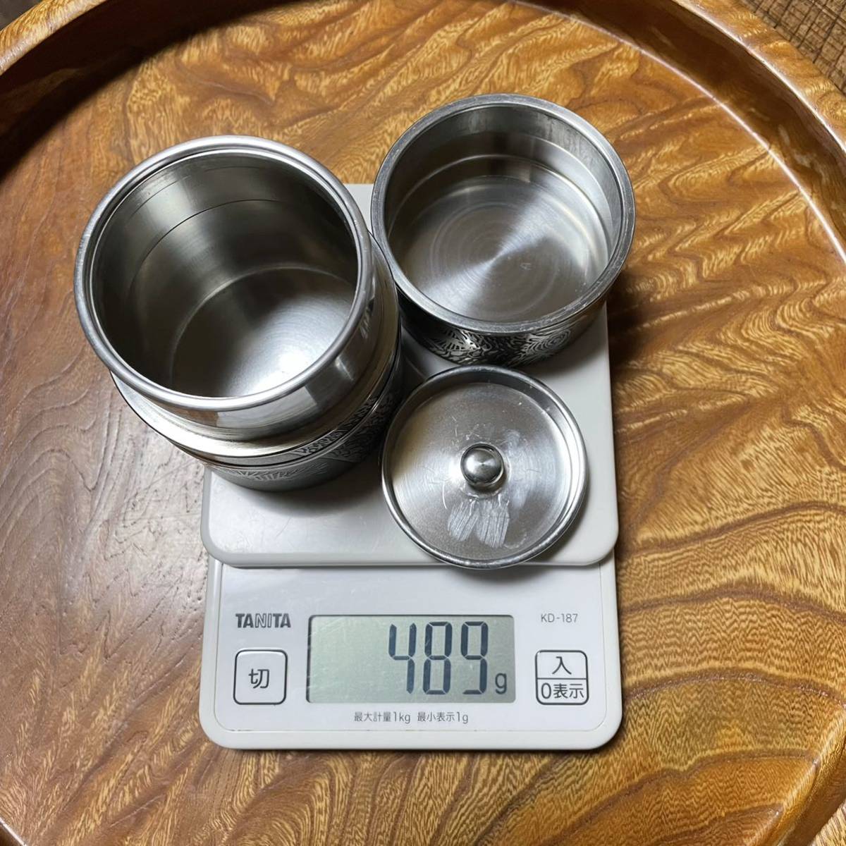 本錫 茶壷 489g 未使用品 品質保証 裏印あり木箱入り 彫刻 錫器 錫製 