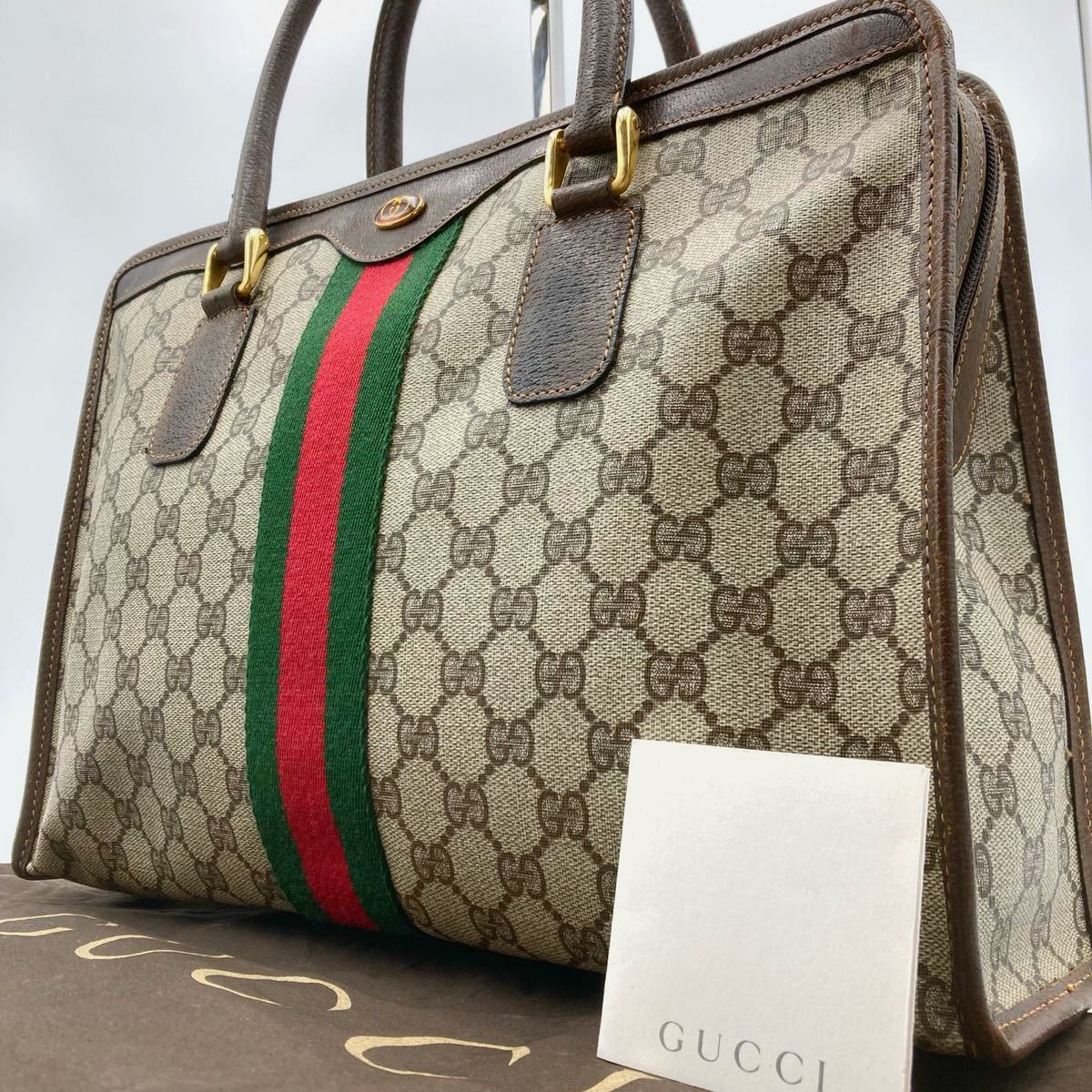 1円 □美品□ GUCCI グッチ ビジネスバッグ ブリーフケース GG柄
