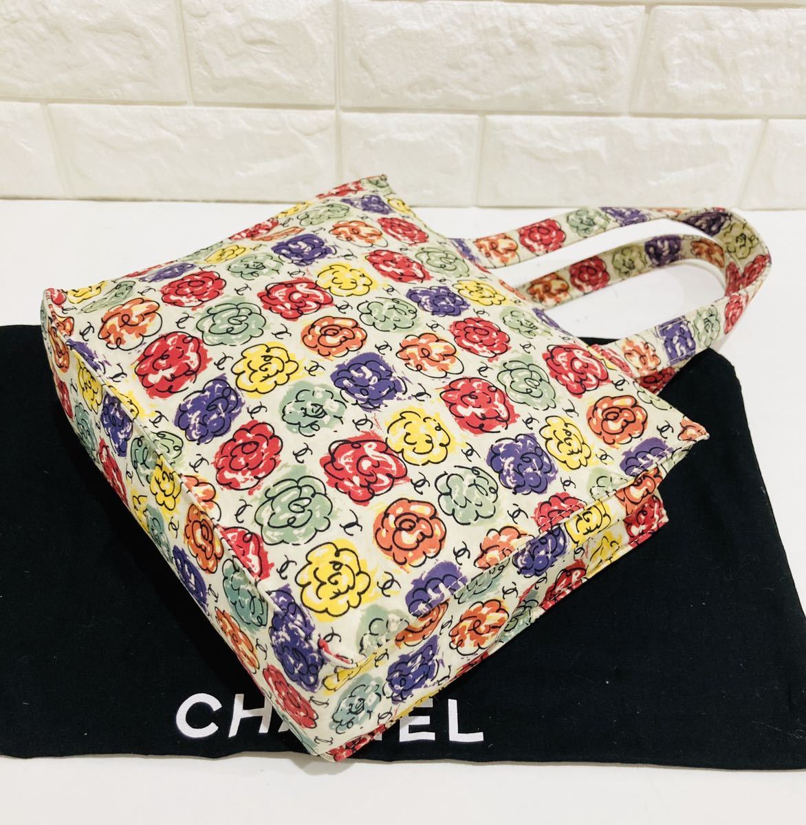 CHANEL 超美品 シャネル カメリア ココマーク フラワー トート バッグ 