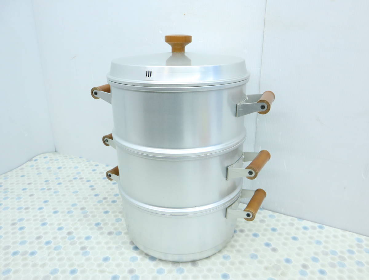 ▽業務用 厨房 アルミ製｜アルミ 3段 蒸し器｜HNH 30cm｜蒸し鍋 せいろ