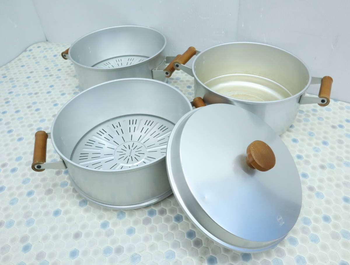 ▽業務用 厨房 アルミ製｜アルミ 3段 蒸し器｜HNH 30cm｜蒸し鍋 せいろ