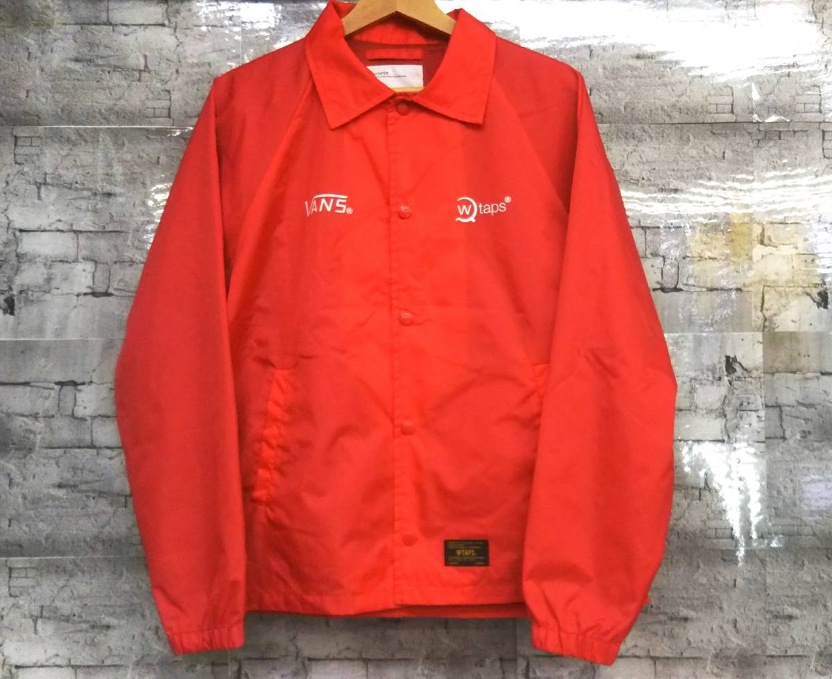 15AW WTAPS×VANS ダブルタップス×ヴァンズ COACH JACKET NYLON TAFFETA コーチジャケット サイズ1 レッド 赤色