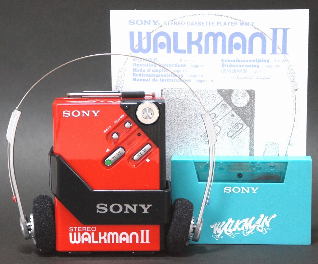 SONY WALKMAN WM-2 カセットウォークマン 赤 ケース付 整備済 【公式通販】