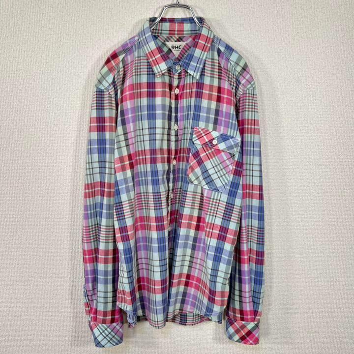 【美品】ロンハーマン/RonHerman 長袖シャツ　マドラスチェック柄　マルチ
