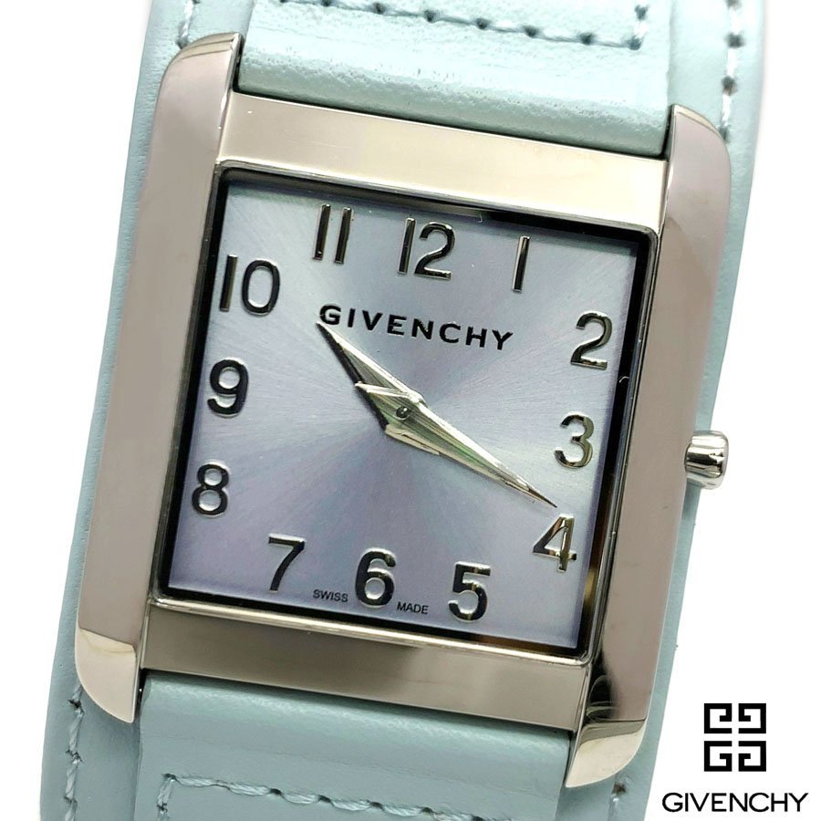 Givenchy ジバンシーレディース 時計 水色 レザークォーツ