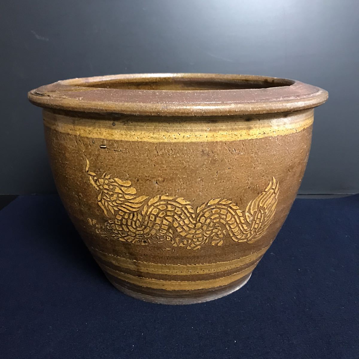限定セール，セール [DM301] 水鉢 ピータン甕 鉢 睡蓮鉢 メダカ鉢