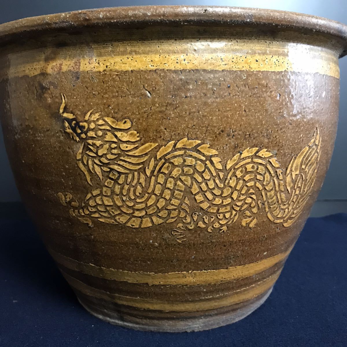 限定セール，セール [DM301] 水鉢 ピータン甕 鉢 睡蓮鉢 メダカ鉢