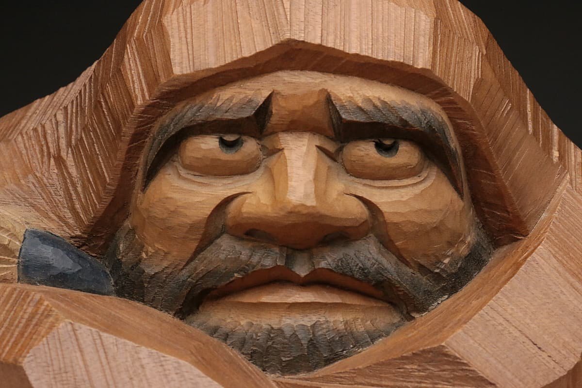 US147 【彫刻家 近藤宏 作】讃岐一刀彫 木彫「和」高14.5cm 重1.6kg 共 
