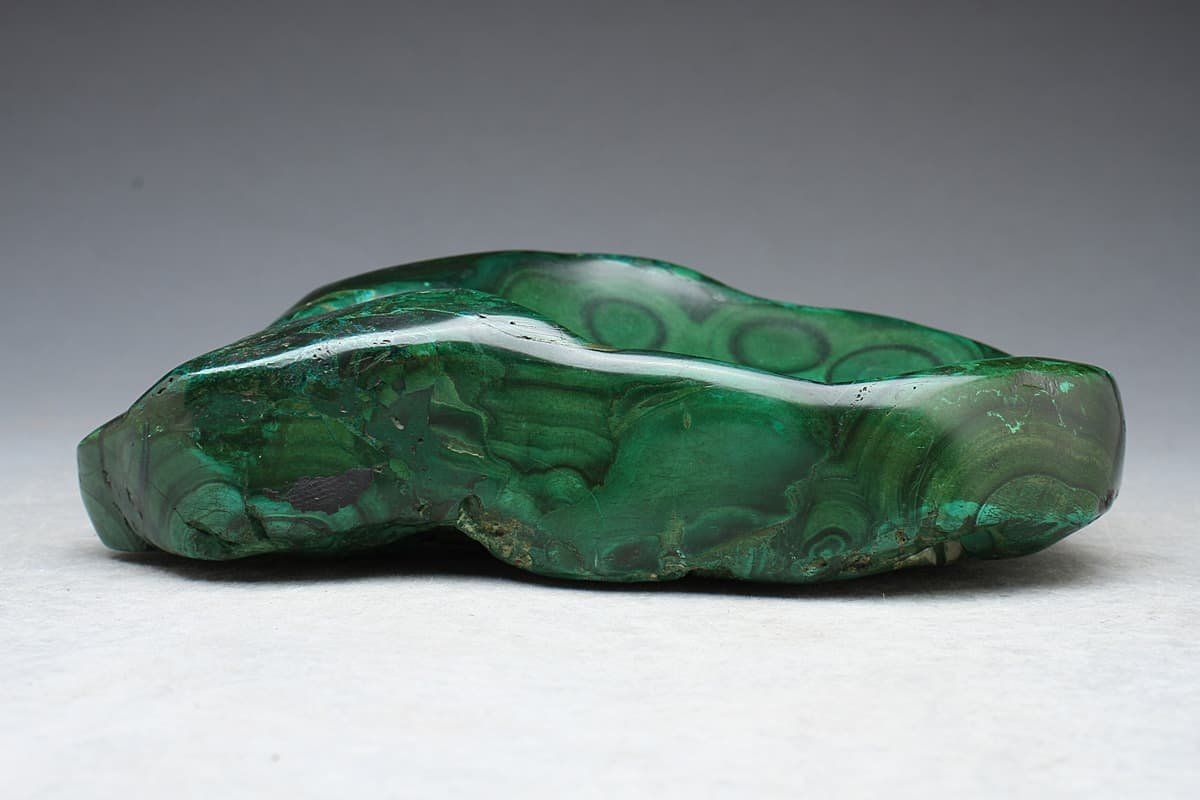 HW264 天然石 自然石「孔雀石」鑑賞石 幅17.2cm/高4.2cm 重1.3kg・孔雀 