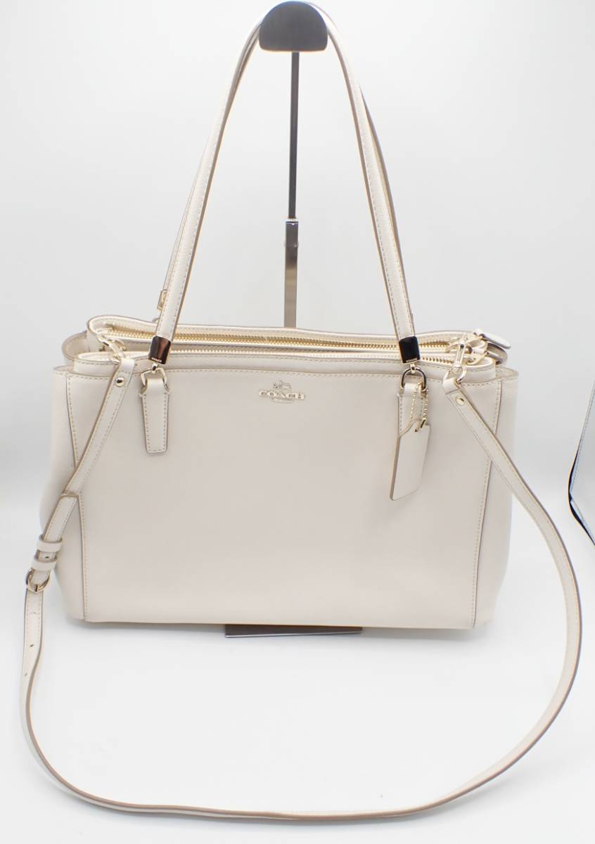 1円～■美品 COACH コーチ 2WAY ハンドバッグ ショルダーバッグ トート /手提げ 斜め掛け レディース 白 ホワイト 