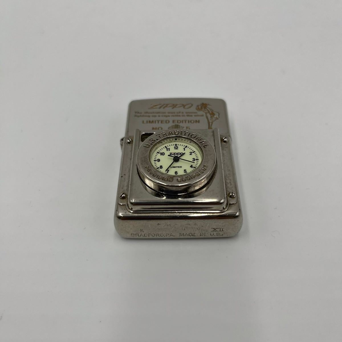 ZIPPO/ジッポー WINDY/ウィンディ 時計付き 2005年製【動作未確認 