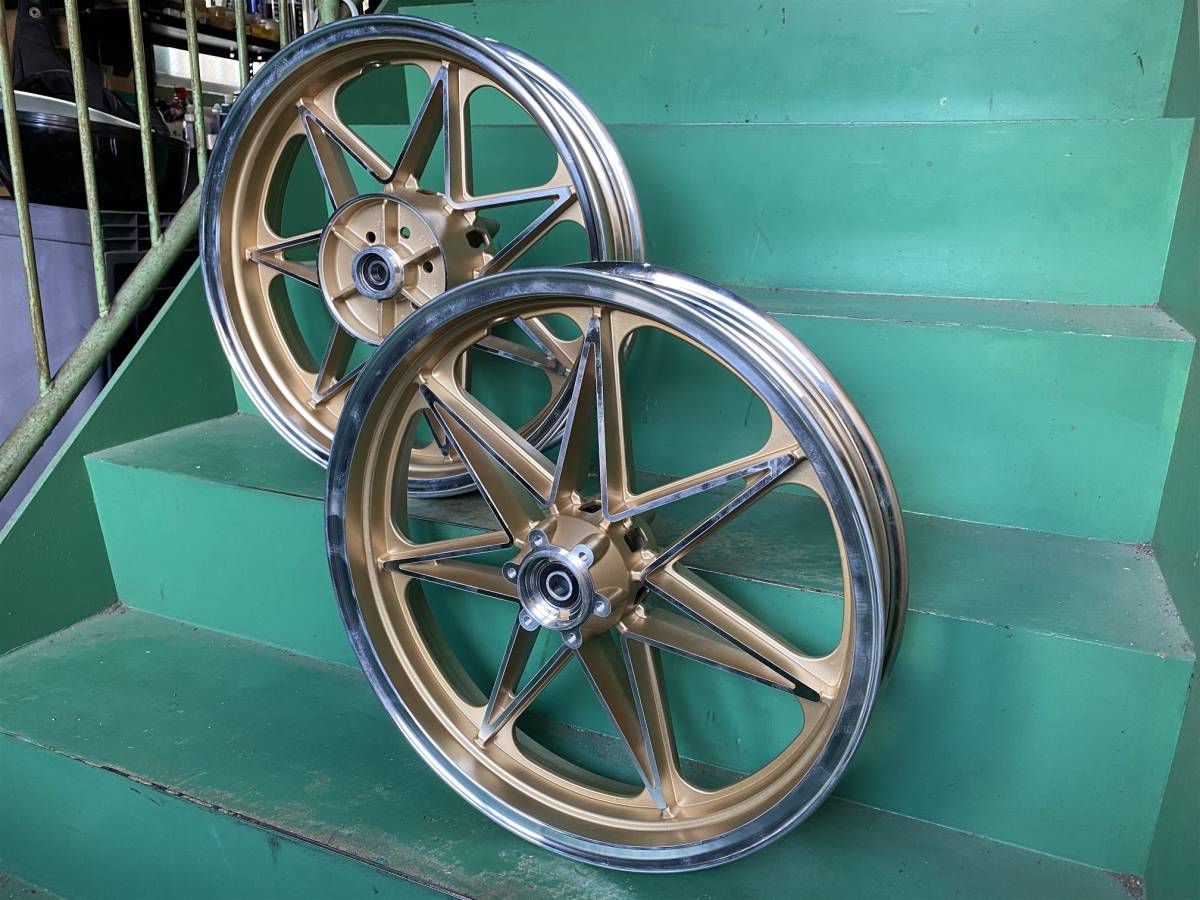 XJR400 キャスト ホイール 金/中古 美品 前後18インチXJR400Sハヤシ 