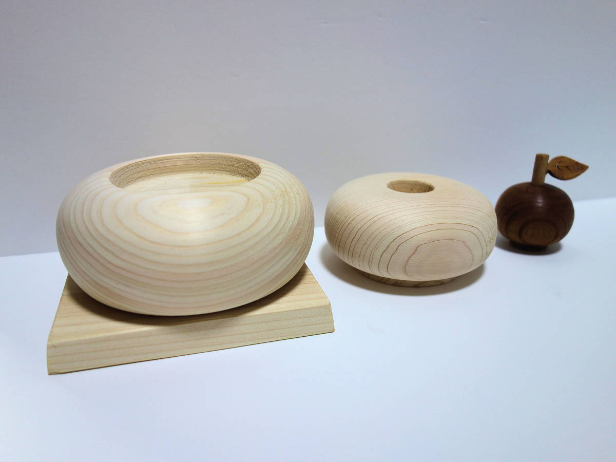 木製鏡餅 (約100mm)　置物　ハンドメイド　102_2