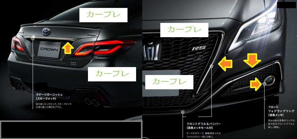 220系 クラウン RSリミテッド2 スモークメッキ フロント リヤセット